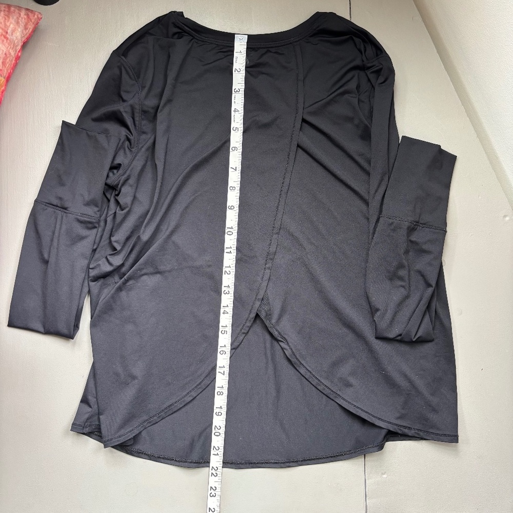 Athleta Long Sleeve Sun Protection Cross Back Short black SP UPF 50 hike - Picture 7 of 8